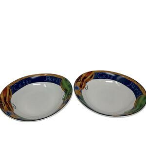 Set of 2 Soup Salad Cereal Bowls Oval Sango Cafe Paris 4914